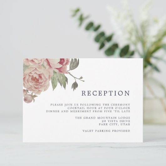 Carte de réception Rose Blush (Debout devant)