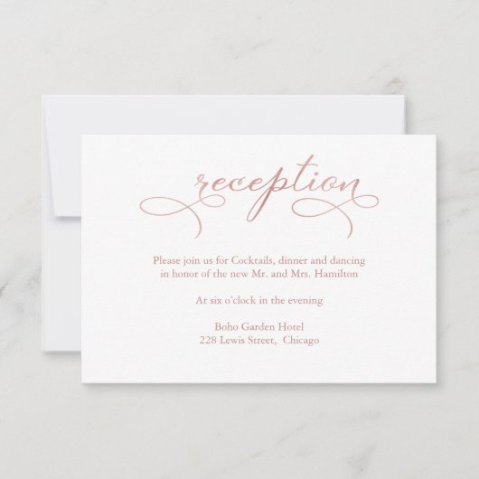 Carte de réception rose Gold Foil Script Wedding (Devant)