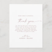 Carte de réception Rose moderne Gold Script Merci (Devant)