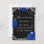 Carte De Réception Roses Et Diamants Bleus Romanti (Devant)