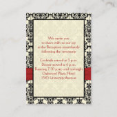 Carte de réception rouge, ivoire et noir Damas (Dos)