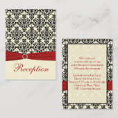 Carte de réception rouge, ivoire et noir Damas (Devant / Derrière)