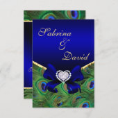 Carte de réception Royal Blue Paon (Devant / Derrière)