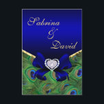 Carte de réception Royal Blue Peacock<br><div class="desc"></div>