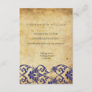 Carte de réception Royal Blue Swirl Wedding