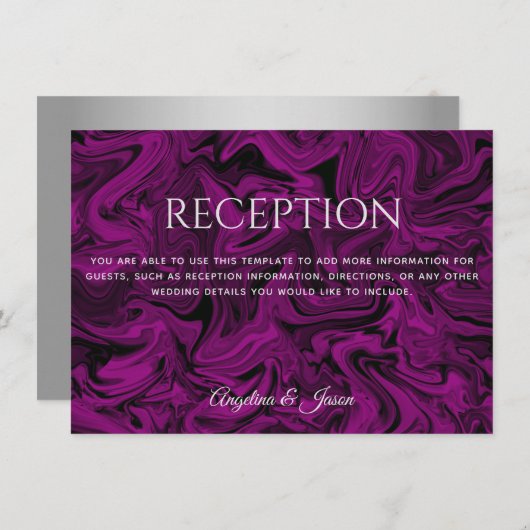 Carte de réception royale violet et gris argenté (Devant / Derrière)