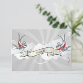 Carte de réception RSVP Rockabilly Tattoo Swallows (Debout devant)