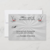 Carte de réception RSVP Rockabilly Tattoo Swallows (Dos)