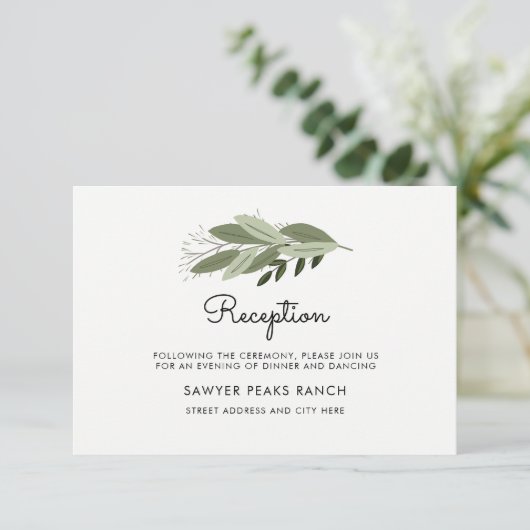 Carte de réception Rustic Mariage Sprigs (Debout devant)