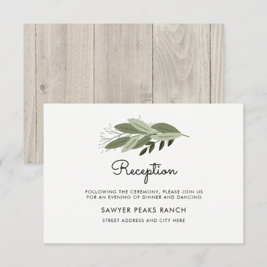 Carte de réception Rustic Wedding Sprigs (Devant / Derrière)