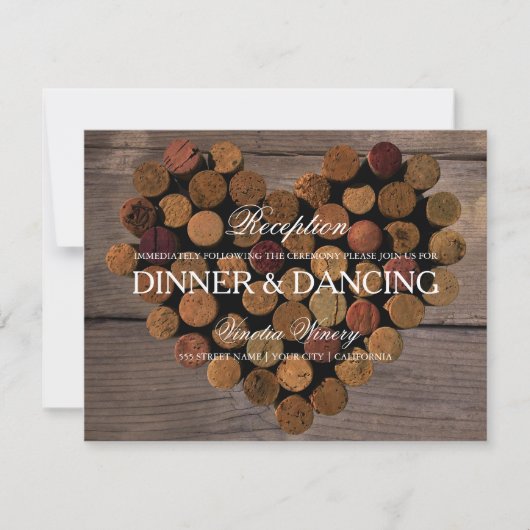 Carte de réception rustique en bouchon de vin #2 (Devant)