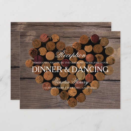 Carte de réception rustique en bouchon de vin #2 (Devant / Derrière)