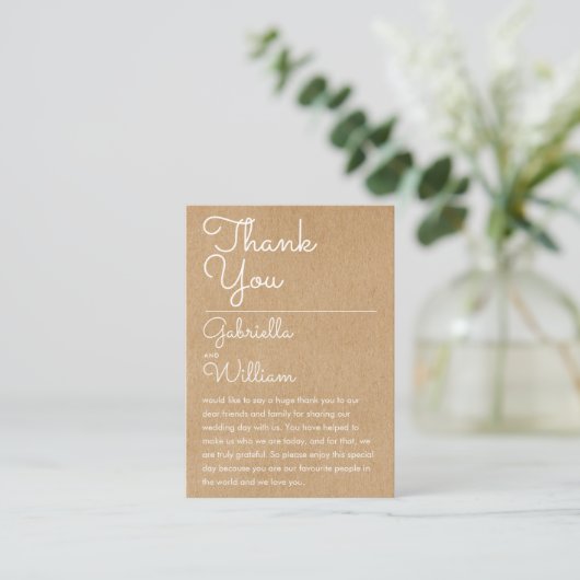 Carte de réception Rustique Mariage de script Merc (Debout devant)