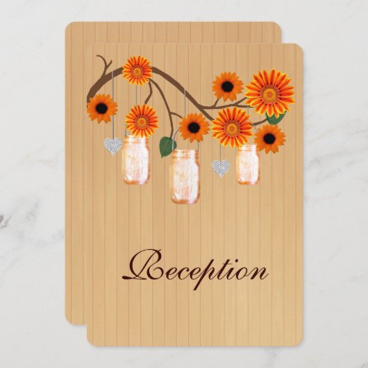 Carte de réception rustique Orange Mason Jars (Devant / Derrière)