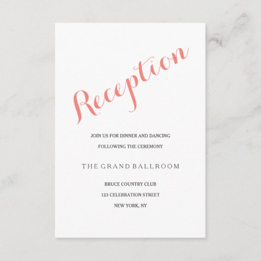 Carte de réception Script Rose corail (Devant)