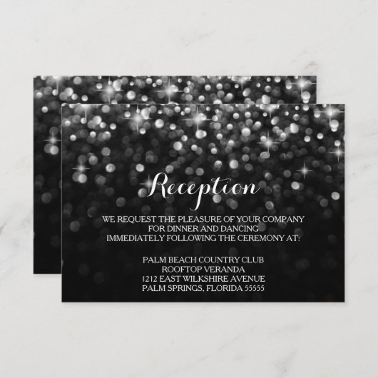 Carte de réception Silver Black Hollywood Glitz Gl (Devant / Derrière)