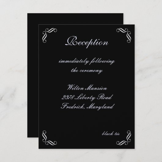 Carte de réception Silver Fairy Tale (noire) (Devant / Derrière)