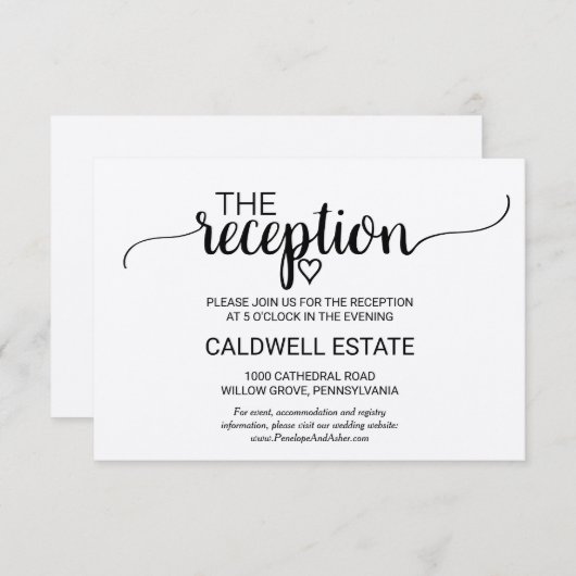 Carte de réception simple calligraphiée Kraft (Devant / Derrière)