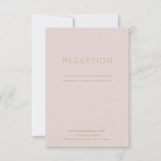 Carte de réception simple et moderne rose beige de (Devant)