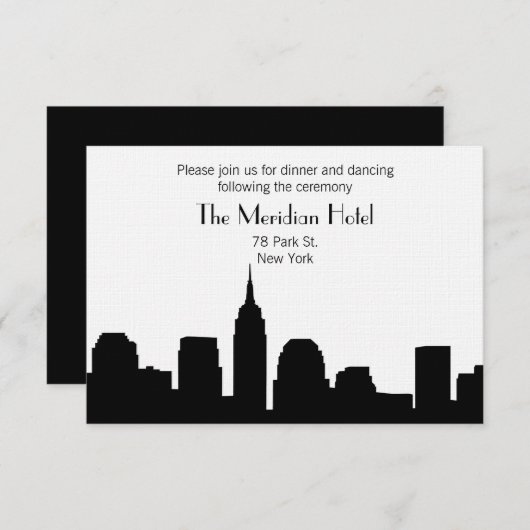Carte de réception Skyline NYC - Noir (Devant / Derrière)