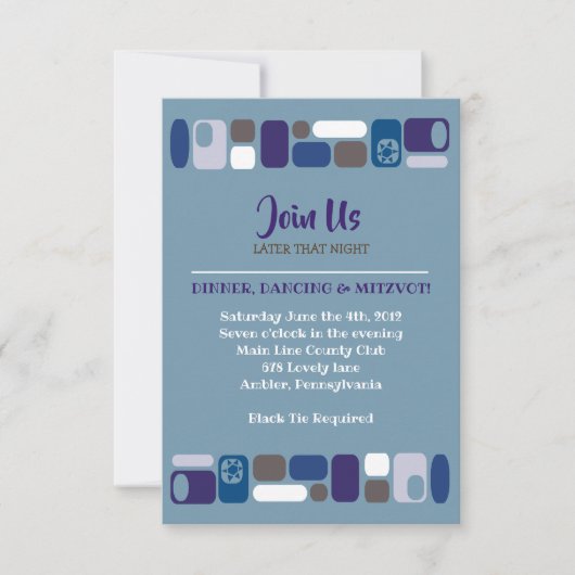 Carte de réception SO MOD Bar Bar Mitzvah (Devant)