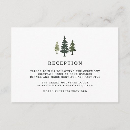 Carte de réception Tall Pines (Devant)