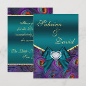 carte de réception Teal Plum Paon (Devant / Derrière)