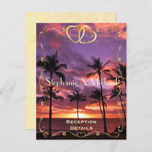 Carte de réception Tropical Sunset Wedset (Devant / Derrière)