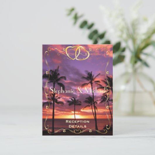 Carte de réception Tropical Sunset Wedset (Debout devant)