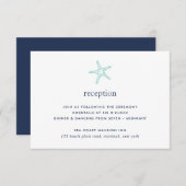 Carte de réception Turquoise & Navy Starfish (Devant / Derrière)