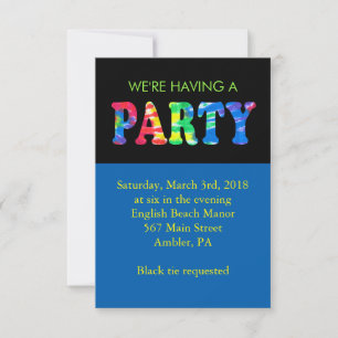 Carte de réception TYE DYE Bar Mitzvah Invitation