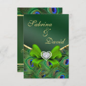Carte de réception vert émeraude paon (Devant / Derrière)