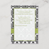 Carte de réception verte, blanche et noire Damas (Dos)