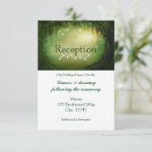 Carte de réception verte de mariage de forêt encha (Debout devant)