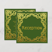 Carte de réception verte Faux or | Mariage celtiqu (Devant / Derrière)