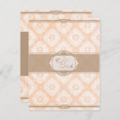 Carte de réception Victoria Damask rose (Devant / Derrière)