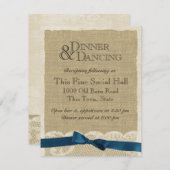Carte de réception vintage dentelle et marine Bow (Devant / Derrière)