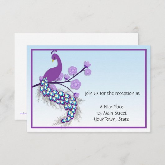 Carte de réception Violet Paon (Devant / Derrière)