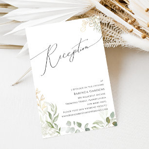 Carte de réception Whimsical Green and Gold Weddin