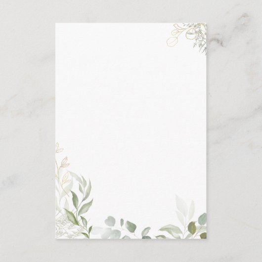 Carte de réception Whimsical Green and Gold Weddin (Dos)