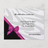 Carte de réception Zebra Stripe et ruban rose (Devant)