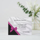 Carte de réception Zebra Stripe et ruban rose (Debout devant)