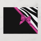 Carte de réception Zebra Stripe et ruban rose (Dos)