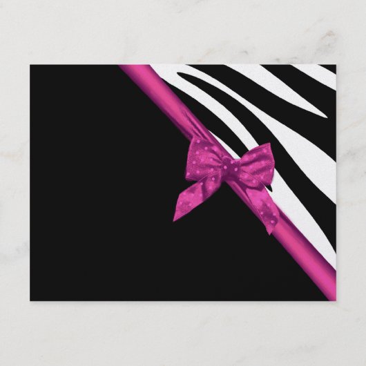 Carte de réception Zebra Stripe et ruban rose (Dos)