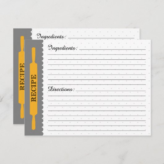 Carte de recette (Devant / Derrière)