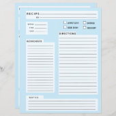 Carte de recette (Devant / Derrière)