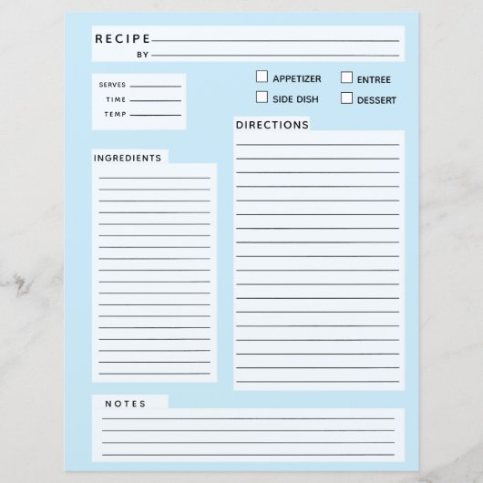 Carte de recette (Devant)