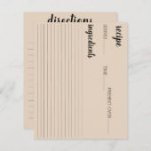 Carte de recette (Devant / Derrière)