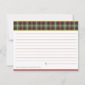 Carte de recette à carreaux de Noël (Dos)