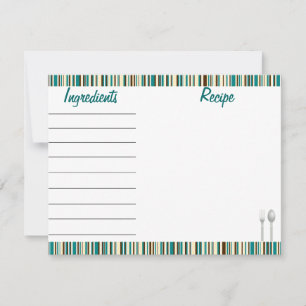 Carte de recette à crème Turquoise Aqua - avant et